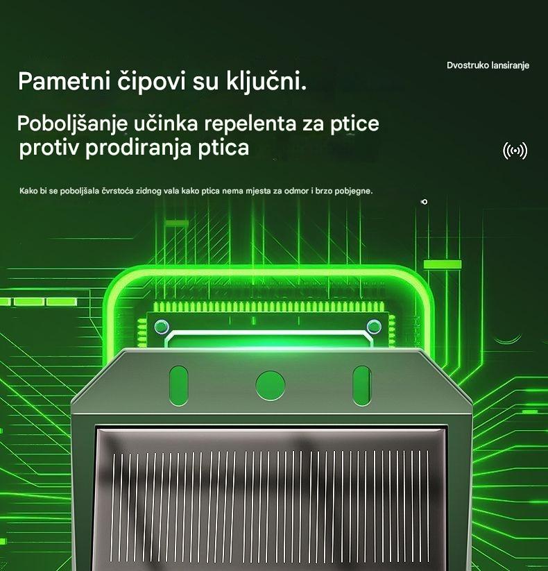 【🔥Kupite 1, dobivate 1 gratis】🔥Solarni ultrazvučni repelent za životinje za vanjsku upotrebu – repelent za ptice s crvenim i plavim LED svjetlima i infracrvenim bljeskom
