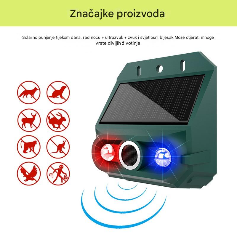 【🔥Kupite 1, dobivate 1 gratis】🔥Solarni ultrazvučni repelent za životinje za vanjsku upotrebu – repelent za ptice s crvenim i plavim LED svjetlima i infracrvenim bljeskom