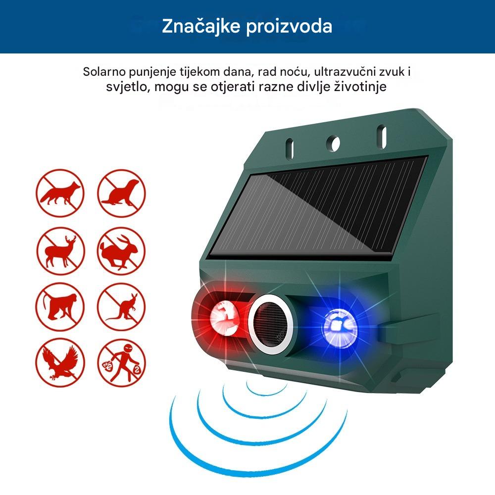 【🔥Kupite 1, dobivate 1 gratis】🔥Solarni ultrazvučni repelent za životinje za vanjsku upotrebu – repelent za ptice s crvenim i plavim LED svjetlima i infracrvenim bljeskom